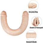 Ultra Soft Realistic Double Ended Dildo Yumuşak Doku Gerçekçi Çift Taraflı Büyük Boy Realistik Yapay Penis 43 CM