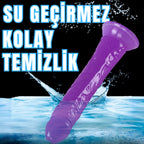 Güçlü Vantuzlu Damarlı Testissiz Realistik Dildo Anal Vajina Kullanım Gerçekçi Yapay Penis 21x3.5 CM