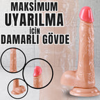 Güçlü Vantuzlu Damarlı İnce Realistik Dildo Gerçekçi Yapay Penis 20x3.5 CM