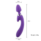 LEBOOM Çift Taraflı Klitoris ve G-Spot Uyarıcı Wand Massager Dildo Vibratör - Mor