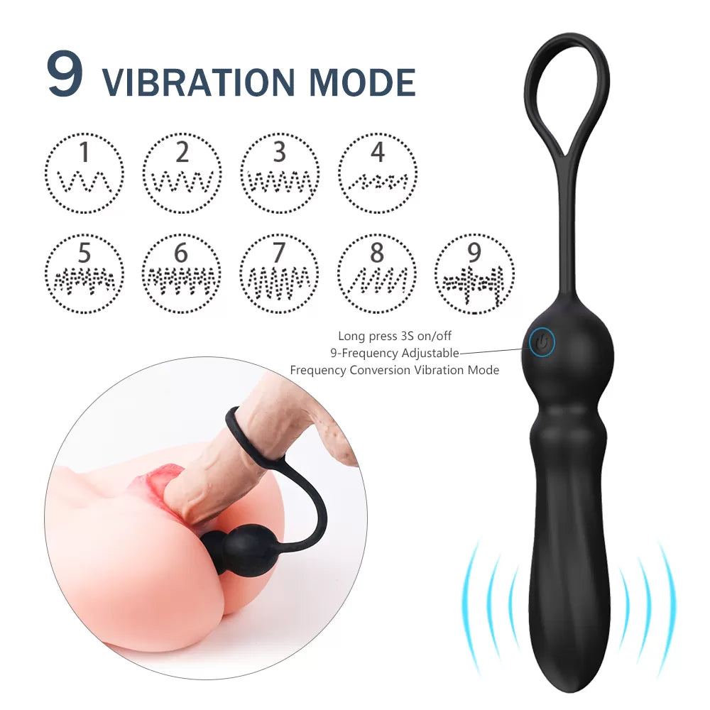 Adele - Şarjlı Güçlü Titreşim Motorlu Prostat veya G Spot Uyarıcı Penis Halkalı Anal Vibratör