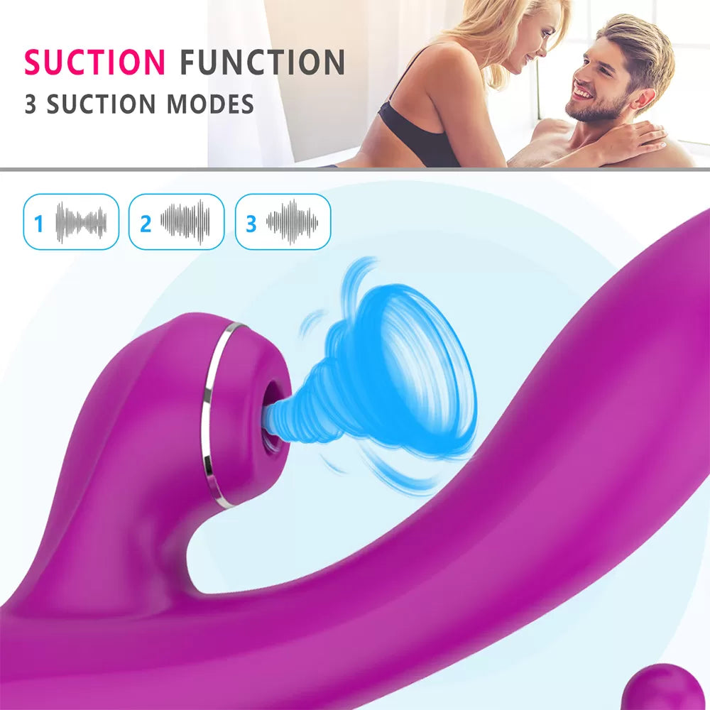 Abel - Şarjlı Triple Anal Beads G Spot ve Klitoris Uyarıcı Güçlü 3 in 1 Emiş Vibratör