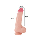 Chase - Büyük Boy Hareketli Kayar Deri Çift Katmanlı Realistik Vibratör Dildo Ultra Yumuşak Gerçekçi Titreşimli Yapay Penis