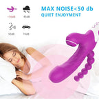 Eros -  Şarjlı Triple Anal Beads G Spot ve Klitoris Uyarıcı Güçlü Titreşimli 3 in 1 Damarlı Dildo Emiş Vibratör