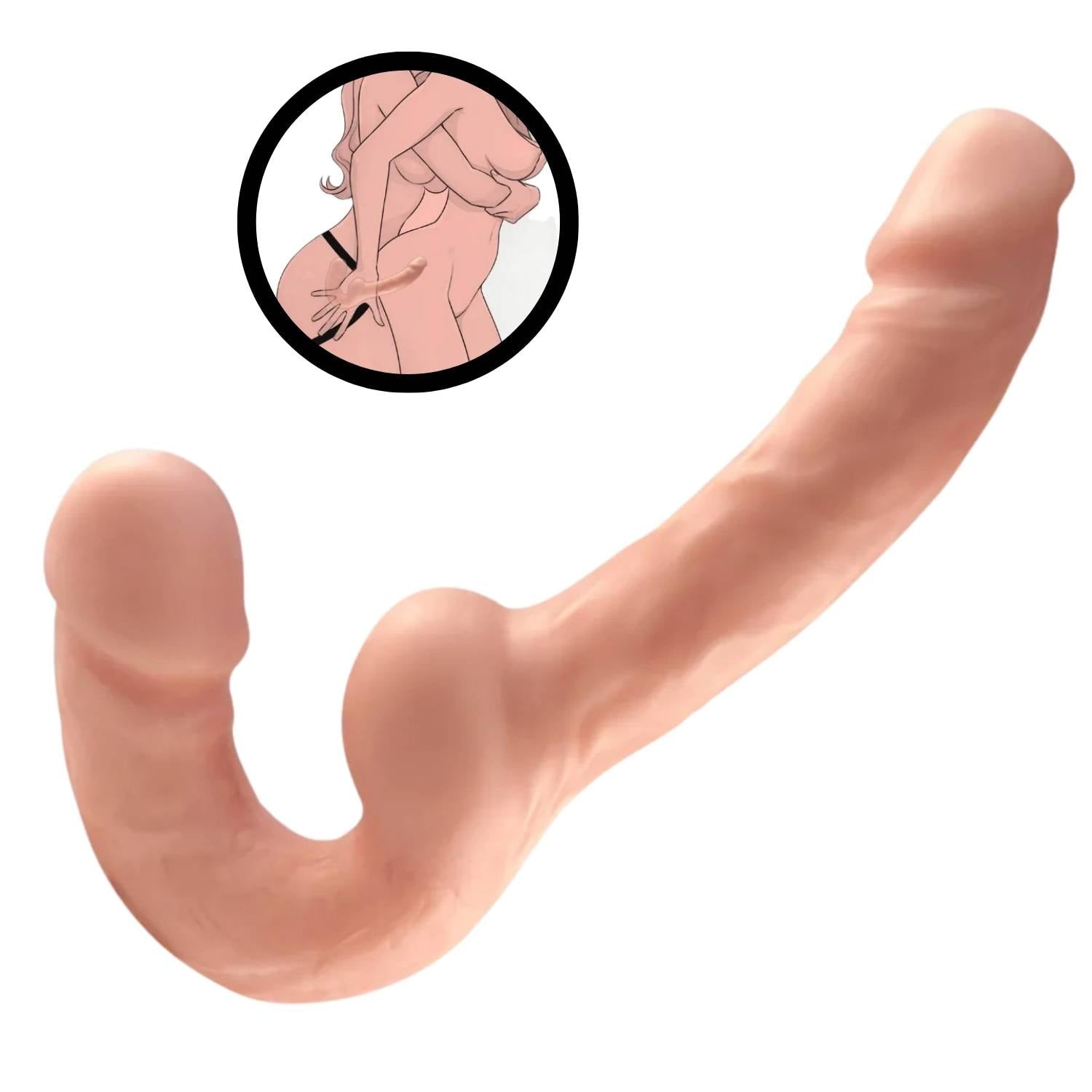 Ultra Soft Realistic Strapless Strap-on Double Dildo Yumuşak Doku Gerçekçi Çift Taraflı Realistik Yapay Penis