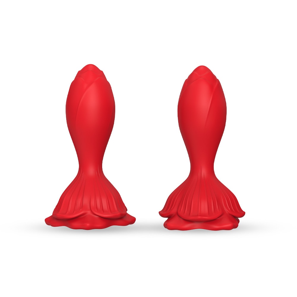 Rose Butt Plug - Manyetik Şarjlı Uzaktan Kumandalı Kademeli Boyut Gül Şeklinde Güçlü Titreşimli Silikon Anal Plug
