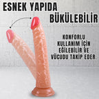Güçlü Vantuzlu Damarlı Testissiz Realistik Dildo Anal Vajina Kullanım Gerçekçi Yapay Penis 21x3.5 CM