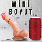 Güçlü Vantuzlu Eğik ve Damarlı Realistik Dildo Gerçekçi Yapay Penis 15x4 CM
