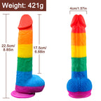 Onur Bayrağı Renkli Ultra Yumuşak Doku Silikon Gerçekçi Yapay Penis Realistik Dildo 22.5x4 CM