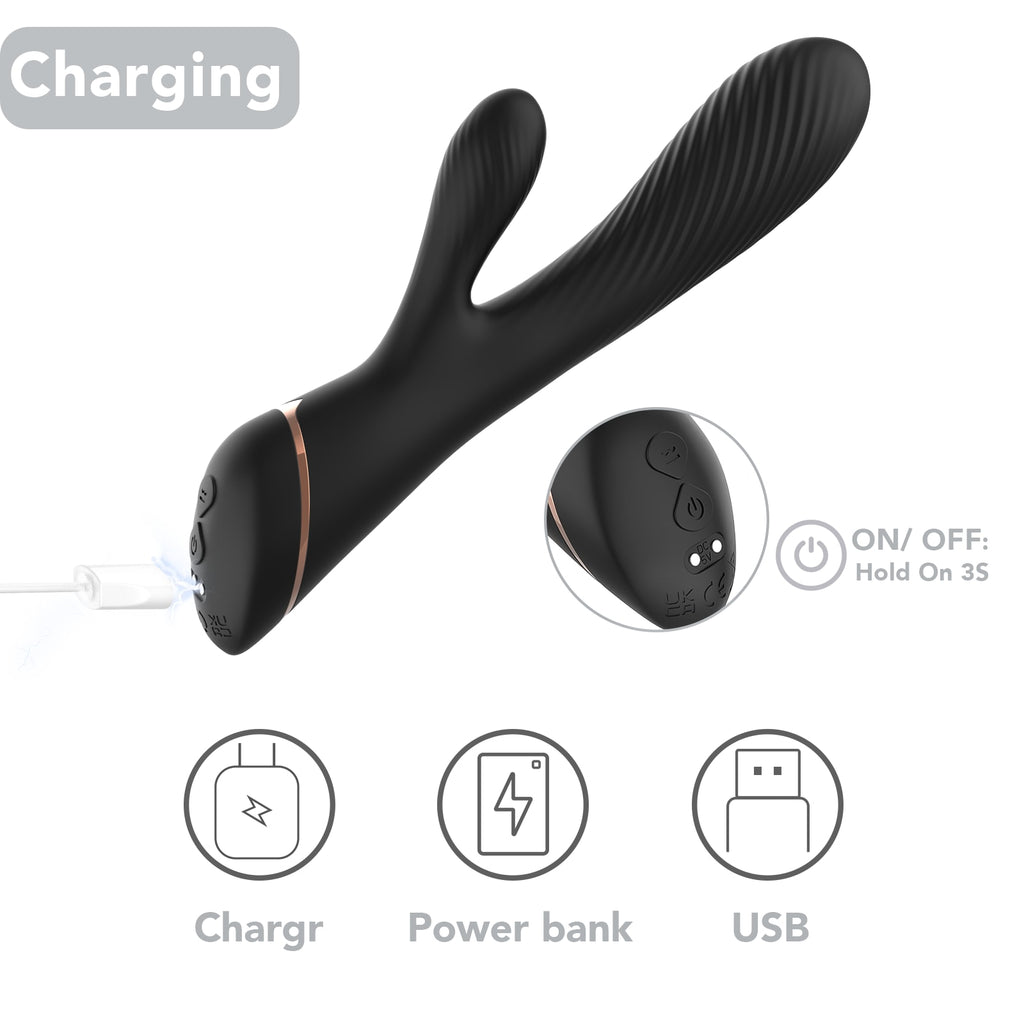 Spiry - Manyeitk Şarjlı Tırtıklı Yüzey Esnek Yapı G Nokta ve Klitoris Uyarıcı 2 in 1 Rabbit Vibratör