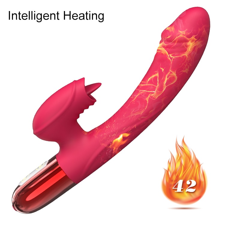 V2 Şarjlı Akıllı Isıtmalı Güçlü Titreşimli G-Spot Klitoris Uyarıcı Yapay Penis 2 in 1 Dil Vibratör