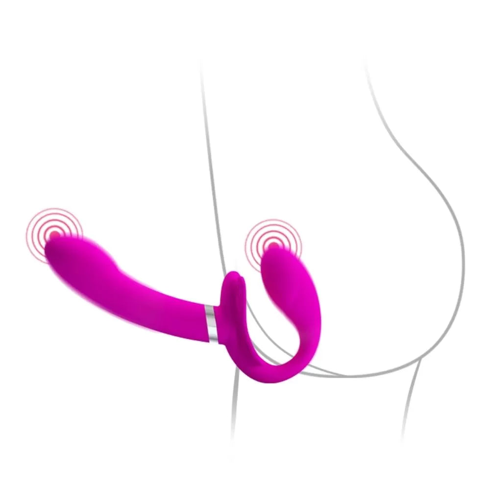 Valerie - Şarjlı Strapless Strapon Titreşimli Dildo G Nokta Klitoris Uyarıcı Giyilebilir 2 in 1 Çift Vibratörü