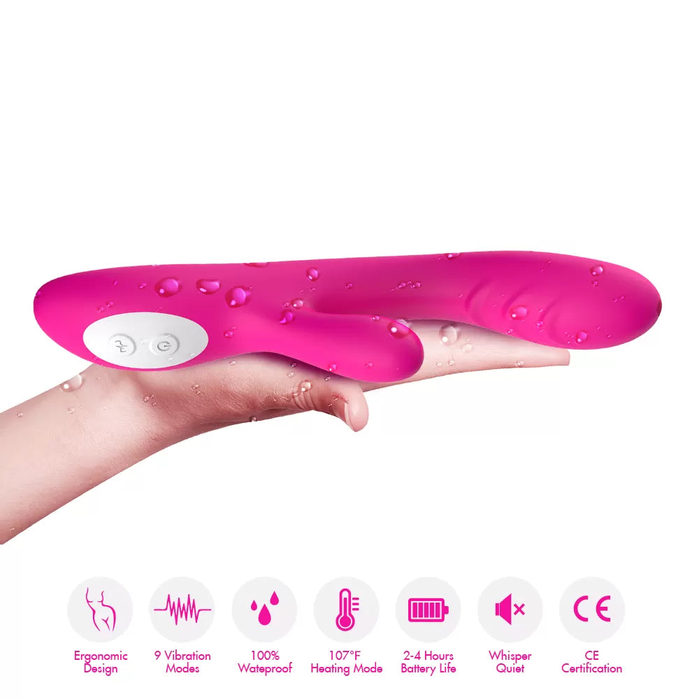 Spark - Şarjlı Isıtmalı Aynı Anda Klitoris ve G Spot Uyarıcı Güçlü Titreşimli 2 in 1 Rabbit Vibratör