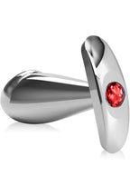 Paslanmaz Çelik Dildo Kırmızı Yuvarlak Mücevher Taşlı Pürüzsüz Silver Metal Anal Butt Plug