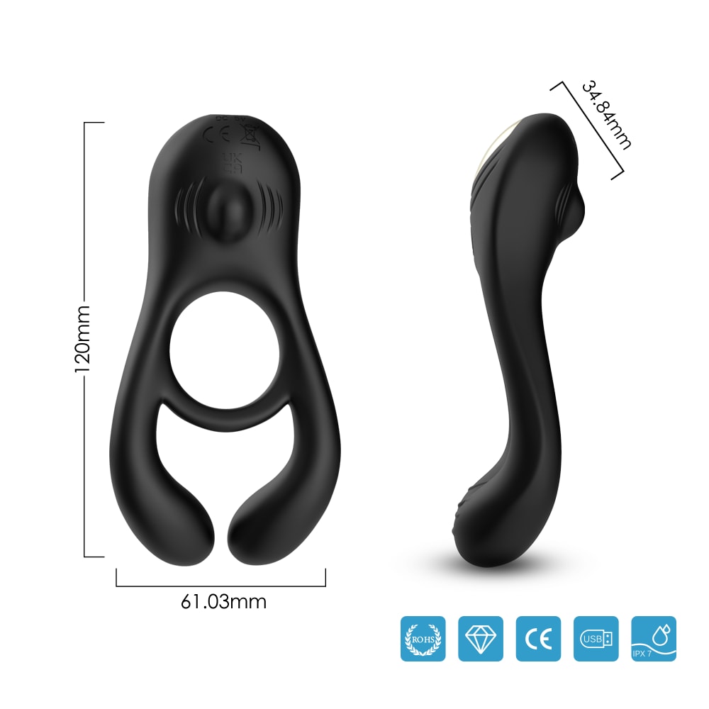 Veyron - Şarjlı Güçlü Titreşimli Testis ve Klitoris Uyarıcı Vibratör Penis Yüzüğü