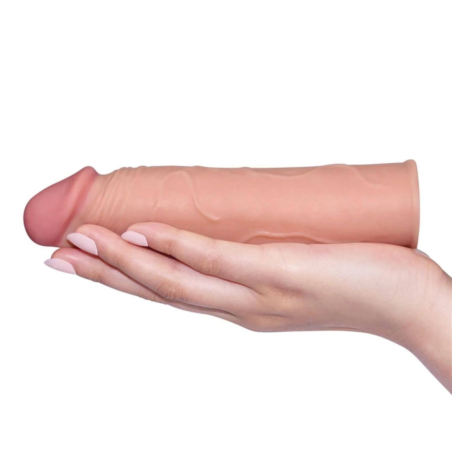 Gerçekçi Doku Penis Büyütücü 3 CM Uzatma Dolgulu ve Kalınlaştırıcı Realistik Penis Kılıfı 16 CM