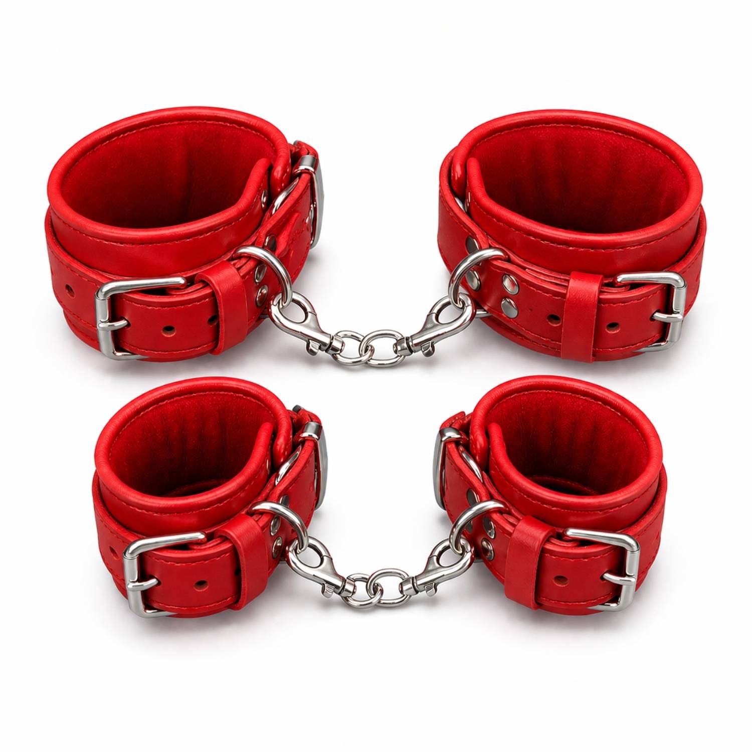 Fetish Beginner El ve Ayak Kelepçesi BDSM Set - Kırmızı