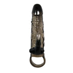 Brave Man - Uzatmalı Klitoris ve G-Spot Uyarıcı Titreşimli 2 in 1 Silikon Penis Kılıfı - Siyah