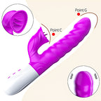 V40 - Şarjlı Akıllı Isıtma Özellikli Dil Hareketli Güçlü Titreşimli G-Spot ve Klitoris Uyarıcı 2 in 1 Yapay Penis Rabbit Vibratör