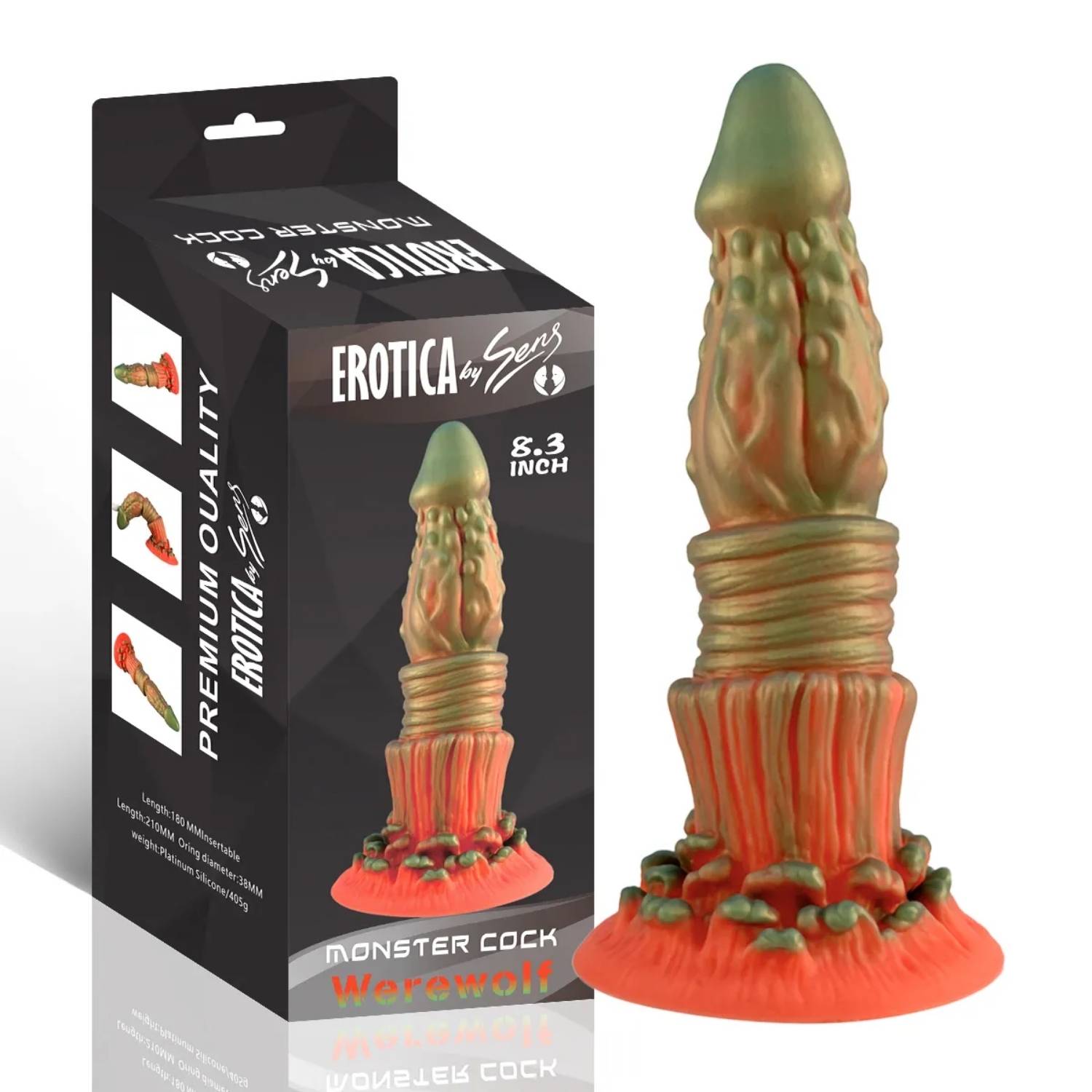 Monster Cock Werewolf - Silicone Realistic Animal Dildo Silikon Gerçekçi Doku Kurt Adam Yapay Penis 21x3.8 CM