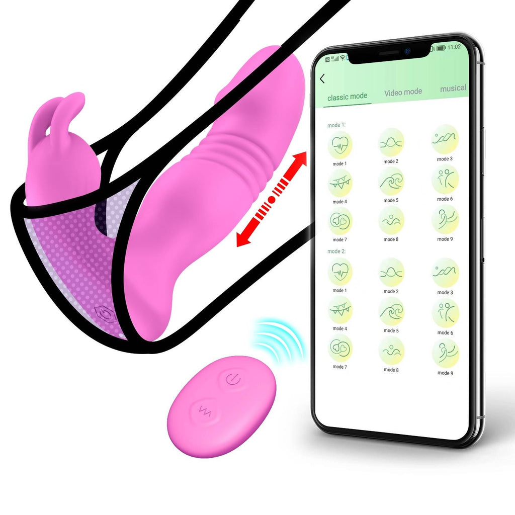 Luna APP RCT - Şarjlı Kumanda Ve Telefon Kontrollü İleri Geri Hareketli Çift Motorlu Giyilebilir Rabbit Vibratör