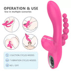 Abel - Şarjlı Triple Anal Beads G Spot ve Klitoris Uyarıcı Güçlü 3 in 1 Emiş Vibratör