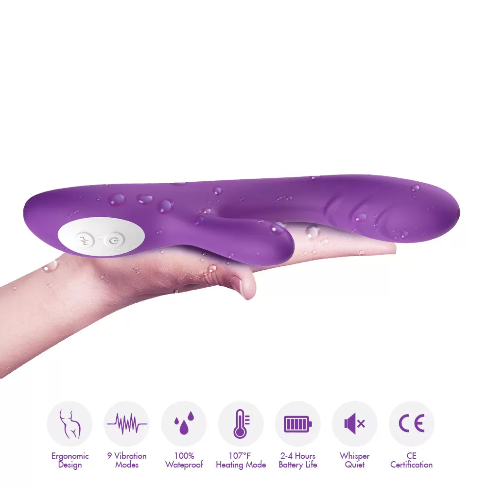 Spark - Şarjlı Isıtmalı Aynı Anda Klitoris ve G Spot Uyarıcı Güçlü Titreşimli 2 in 1 Rabbit Vibratör