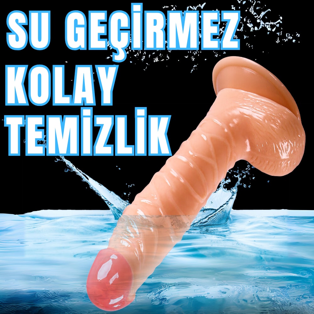 Güçlü Vantuzlu Damarlı Realistik Dildo Gerçekçi Yapay Penis 19x3.6 CM