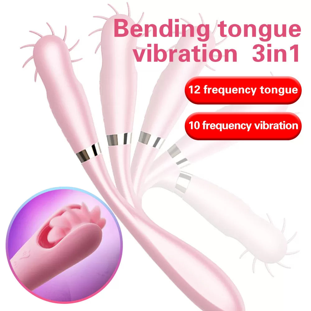 Manyetik Şarjlı Bükülebilir G Spot ve Klitoris Uyarıcı 3 in 1 Dil Vibratör