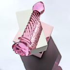 Sıcak Soğuk His Tırtıklı Kristal Cam Anal Plug Dildo 14 CM