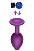 Çıkar-Tak Parlak Mavi Yuvarlak Mücevher Taşlı Mor Pürüzsüz Silikon Anal Butt Plug - Orta Boy