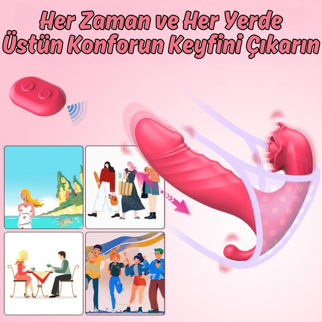Darla APP RCT - Şarjlı Kumanda Ve Telefon Kontrollü İleri Geri Hareketli Anal Vajina Klitoris Uyarıcı 3 in 1 Giyilebilir Vibratör