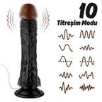 Wesley - Kumandalı Vantuzlu Eğik Yapı Güçlü Titreşimli Gerçekçi Zenci Yapay Penis Realistik Dokuda Dildo 22 CM