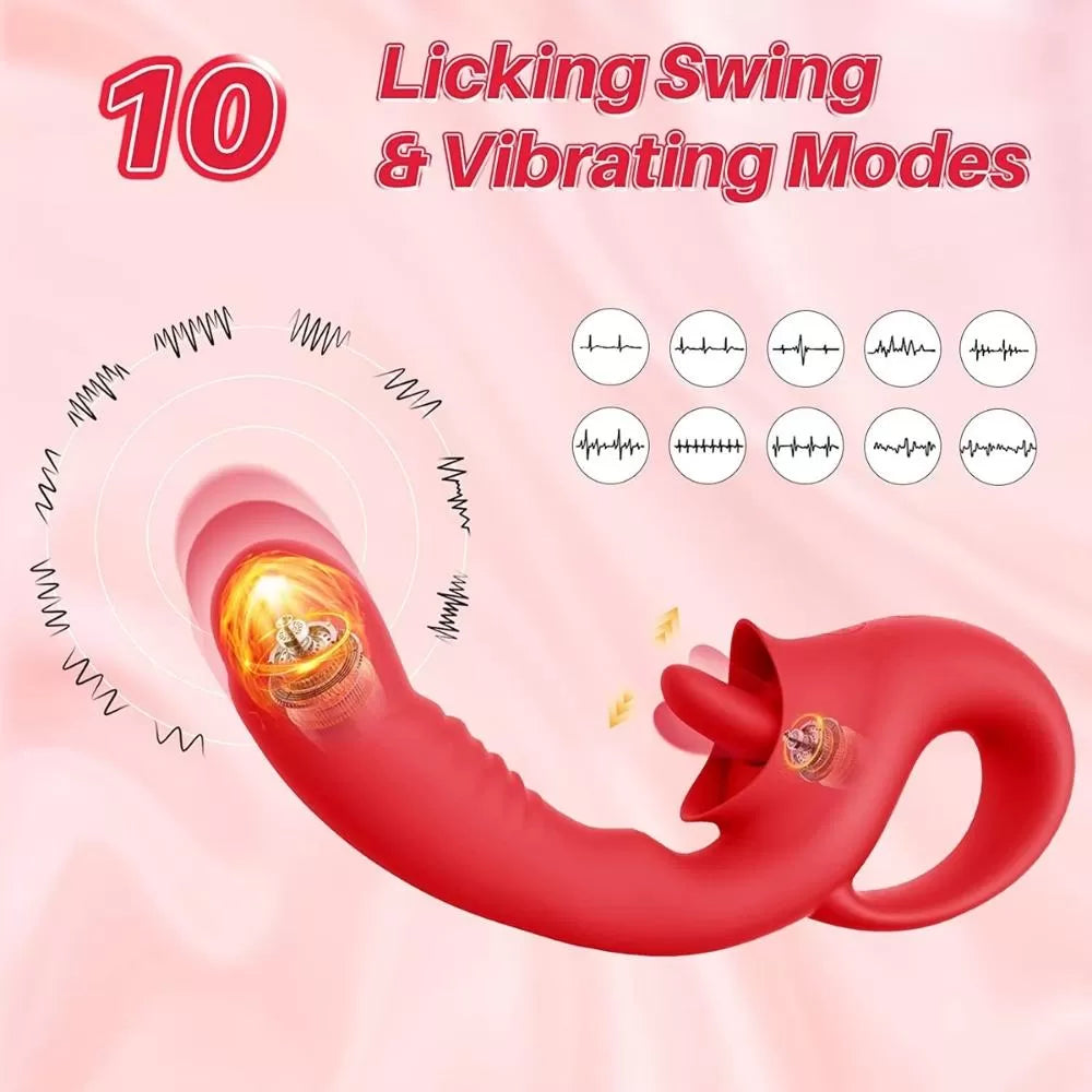Vasana - Şarjlı Aynı Anda Klitoris ve G Spot Uyarıcı 2 in 1 Hareketli Orgazm Dil Vibratör