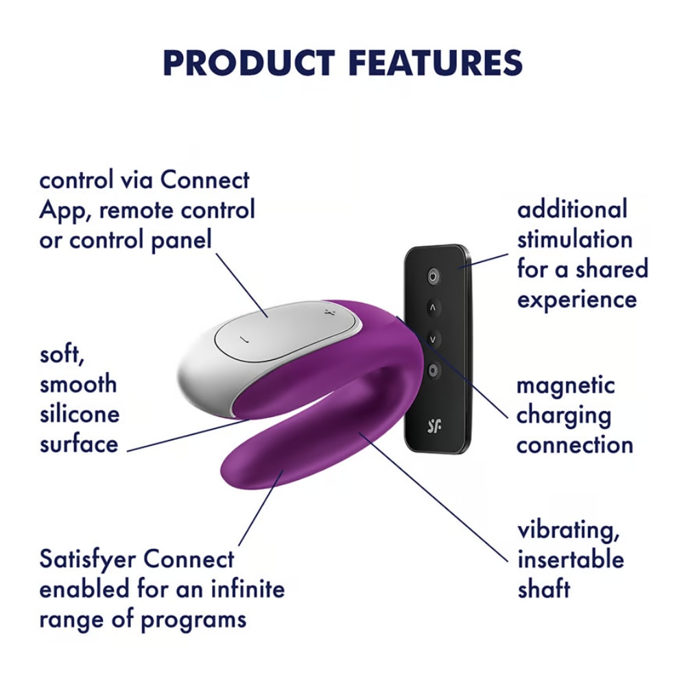 Satisfyer Double Fun Telefon Kontrollü ve Kablosuz Kumandalı Klitoris Uyarıcı 2 in 1 Çift Vibratörü