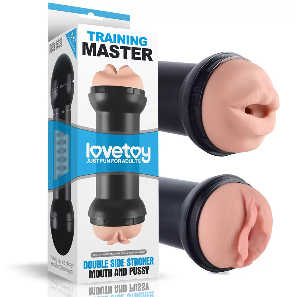 Tutma ve Saklama Dumbell Kutulu Çift Taraflı Oral Vajina Girişli Gerçekçi Mastürbatör 22 CM