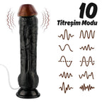 Jadon - Kumandalı Vantuzlu Güçlü Titreşimli Gerçekçi Zenci Yapay Penis Realistik Dokuda Dildo 23 CM