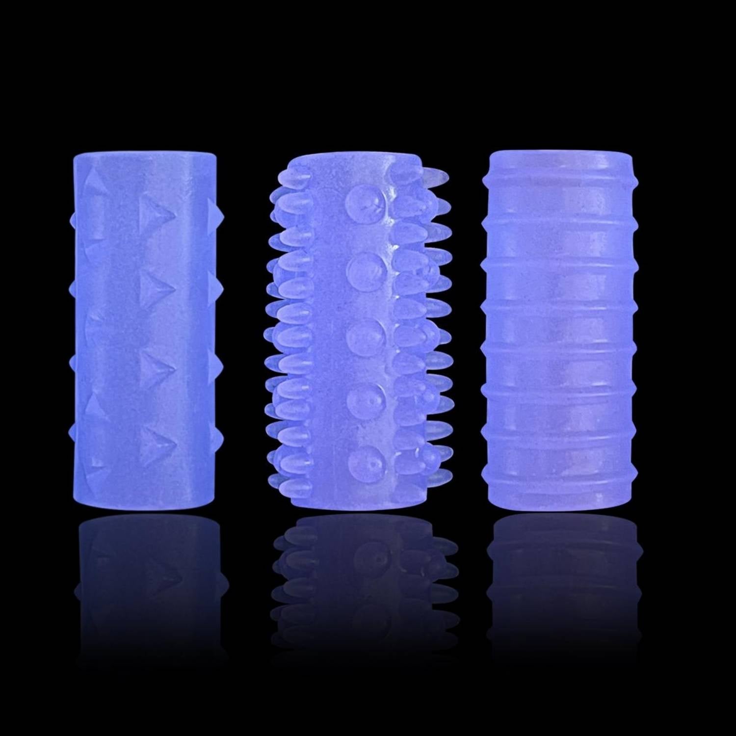 Convex Stimulus - Tırtıklı 3 Farklı Silikon Penis Kılıfı Set 4 CM