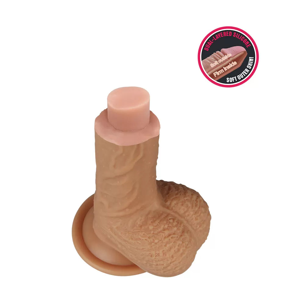 Çift Katmanlı Yumuşak Doku Realistik Dildo Silikon Gerçekçi Yapay Penis 22x3.8 CM