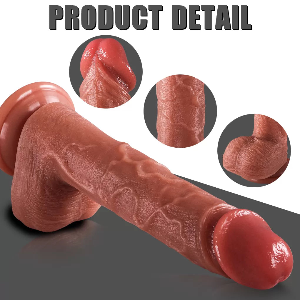 Derek - Şarjlı Uzaktan Kumandalı Isıtmalı İleri Geri Hareketli ve Rotasyonlu Realistik Dildo Gerçekçi Yapay Penis 24 CM