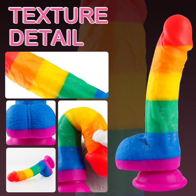 Onur Bayrağı Renkli Ultra Yumuşak Doku Silikon Gerçekçi Yapay Penis Realistik Dildo 19x4 CM
