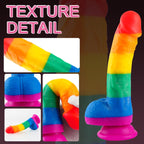 Onur Bayrağı Renkli Ultra Yumuşak Doku Silikon Gerçekçi Yapay Penis Realistik Dildo 19x4 CM