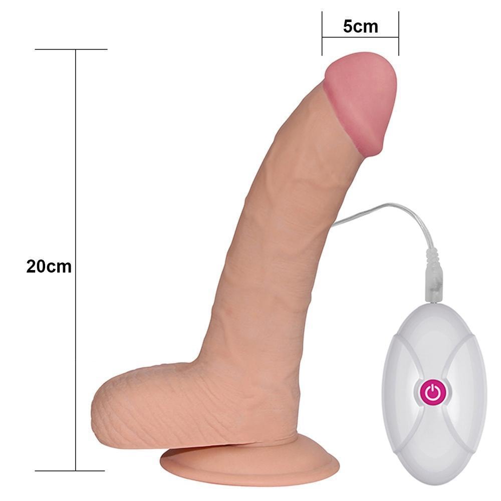Ultra Soft Eğik Realistik Dildo Güçlü Titreşimli Yumuşak Doku Gerçekçi Yapay Penis Vibratör 20 CM