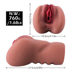 Natasha - Anal Vajina Çift Girişli Cep Boy Titreşimli Suni Vajina Mastürbatör 17.5 CM