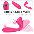 Otomatik Isıtmalı Kıkırdaklı Bükülebilir Klitoris Emiş Güçlü ve G-Spot Uyarıcı Titreşimli 2 in 1 Vibratör
