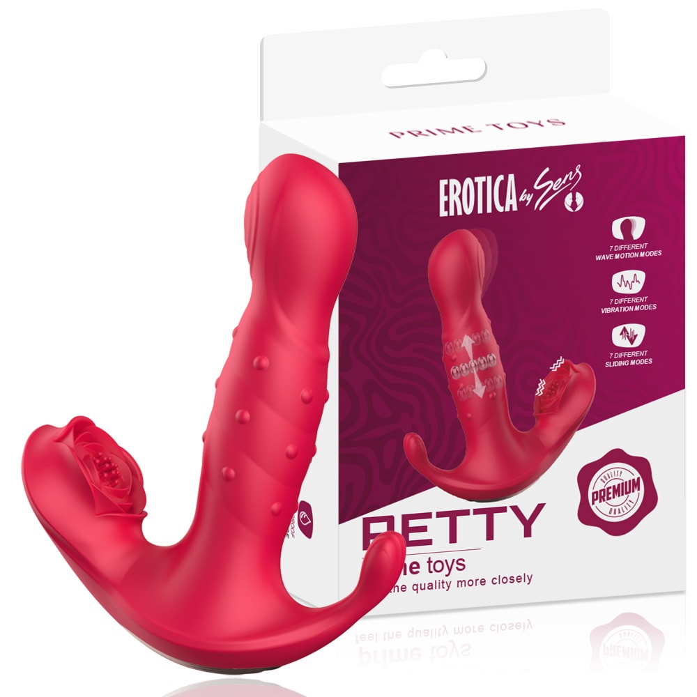Petty - Manyetik Şarjlı Kayma ve Yukarı Aşağı Dalga Hareketli 3 in 1 Anal Vajina Klitoris Uyarıcı Vibratör