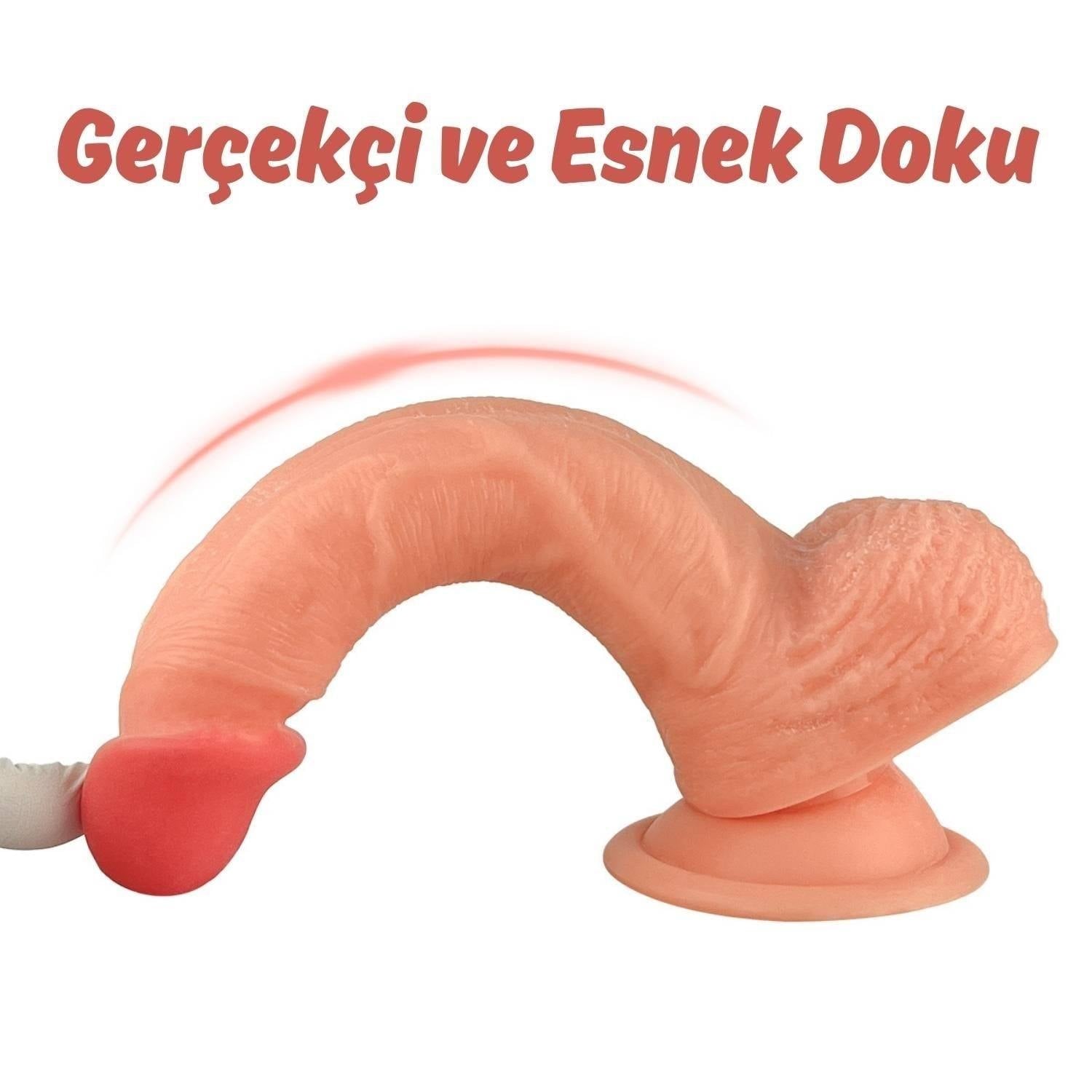 Ricky - Kumandalı Vantuzlu Güçlü Titreşimli Gerçekçi Yapay Penis Realistik Dokuda Dildo 20 CM