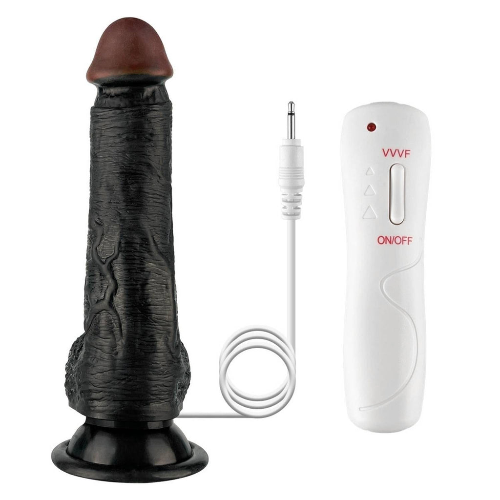 Ricky - Kumandalı Vantuzlu Güçlü Titreşimli Gerçekçi Zenci Yapay Penis Realistik Dokuda Dildo 20 CM