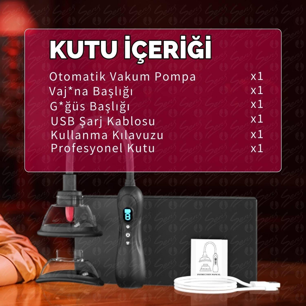 Automatic Tongue - 9 Emiş Modlu 9 Titreşim ve Rotasyon Dil Hareketli Profesyonel Otomatik Göğüs ve Vajina Vakum Pompası