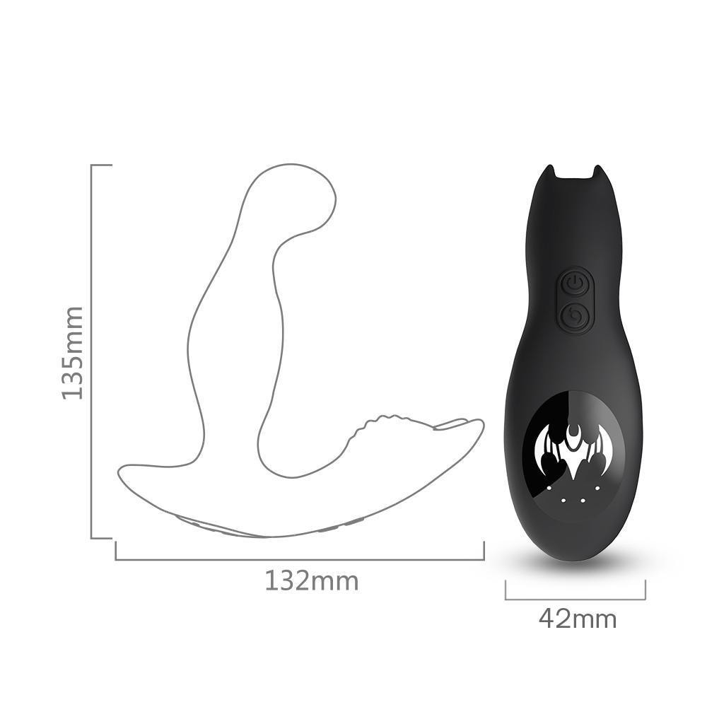 Bat King - Şarjlı Kumandalı 360° Dönme Rotasyonlu ve Güçlü Titreşimli Aynı Anda Perine ve Prostat Uyarıcı Masaj Vibratör